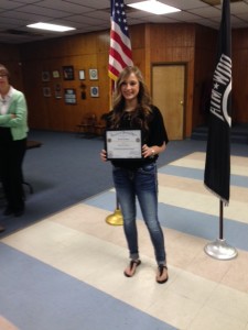 Voice of Democracy winner Kelsey Cofferd of SSHS