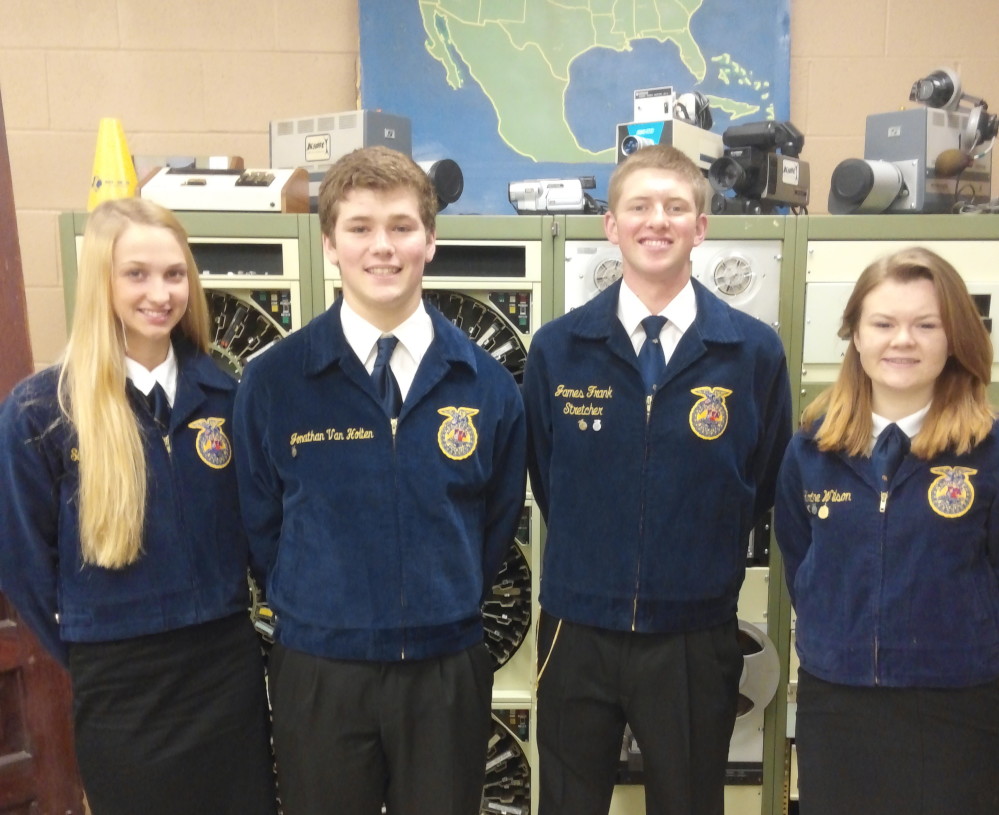 Haylee Clover, Vice President, Jonathan Van Holton, Reporter, James Franklin Stretcher, President, Kortne Wilson, Treasurer