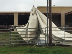 A section of the Civic Center roof removed by storm.  Photo by Chad Young.