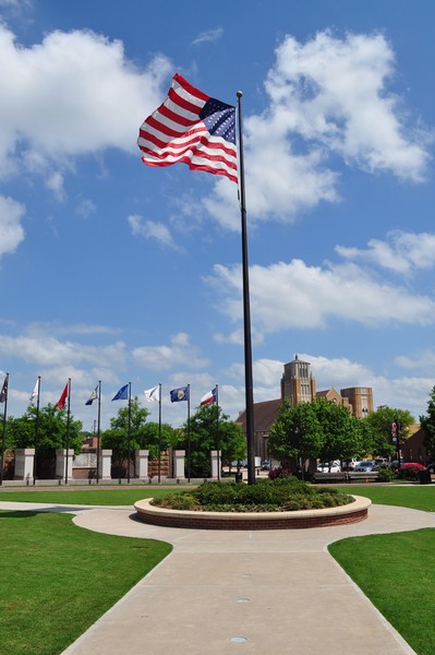 celebration plaza downtown square flag