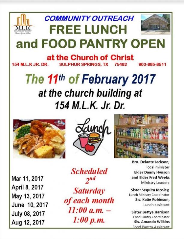 Free Lunch And Food Pantry Open February 11th At The Church Of