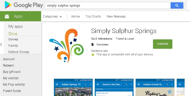 Google play simply sulphur springs app