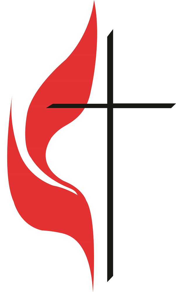 Methodist cross and flame