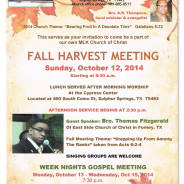 The Church of Christ “Fall Harvest Meeting”