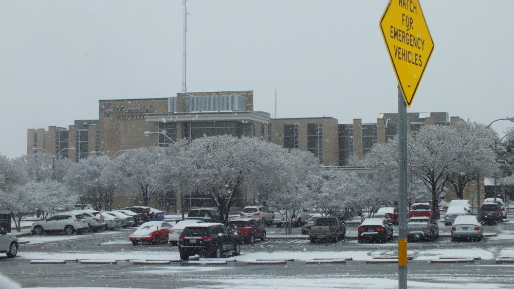 hospital snow ice sign