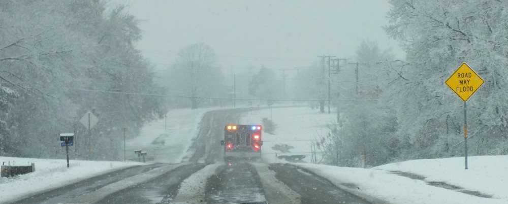 snow road ice sign ems ambulance