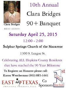 Clara Bridges 90+ Banquet Flier