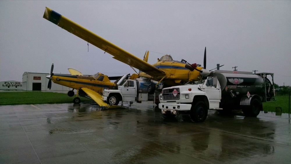 Damaged crop dusters at Sulphur Springs Airport.