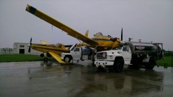 Damaged crop dusters at Sulphur Springs Airport.
