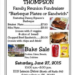 Thompson Reunion Fundraiser, June 27th 2015
