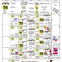 2015 August Calendar for the Senior Citizens Center