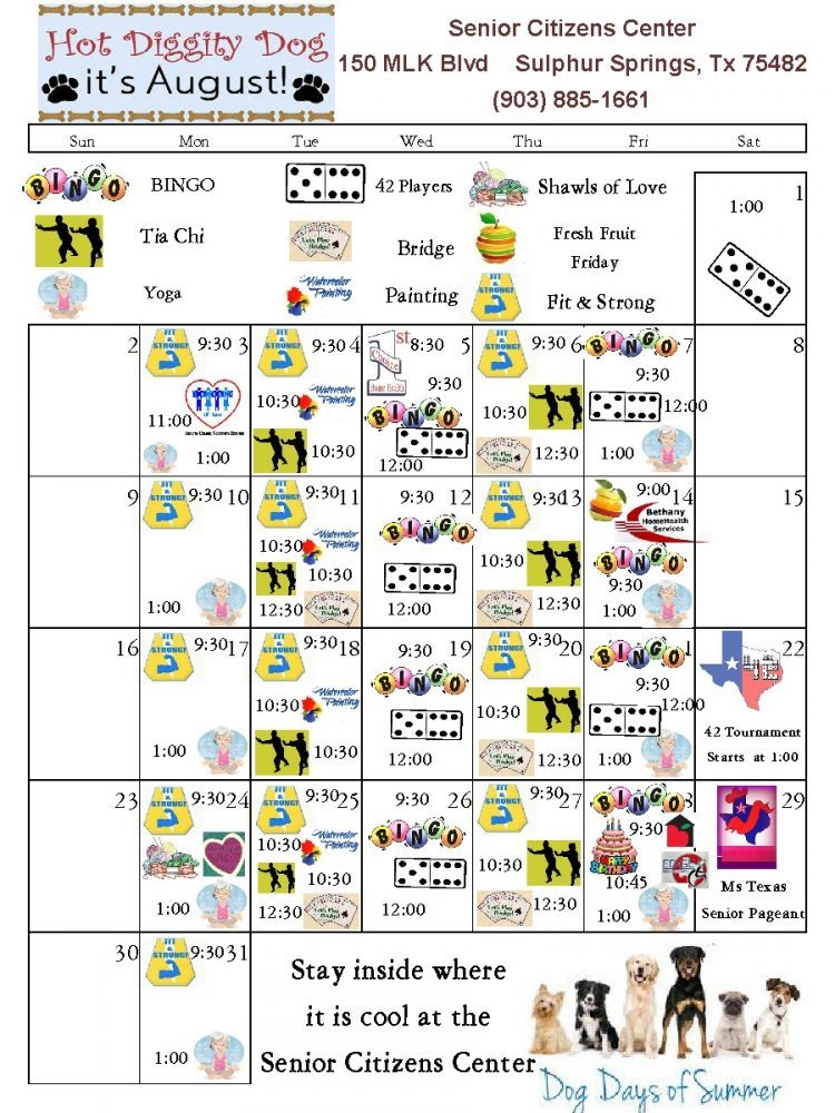 August 2015  Senior Center Calendar