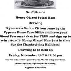 Cypress Home Care, Honey Glazed Spiral Ham Giveaway