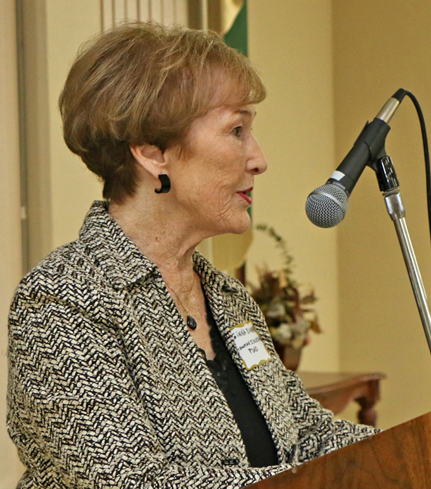 PJC Regent Ginna Bowman speaking at a scholarship banquet in 2015.