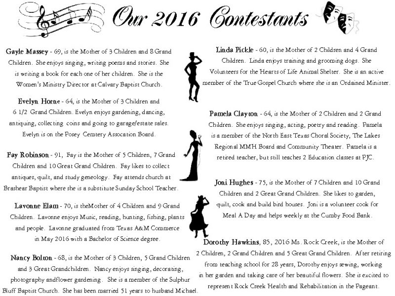 2016 Contestants