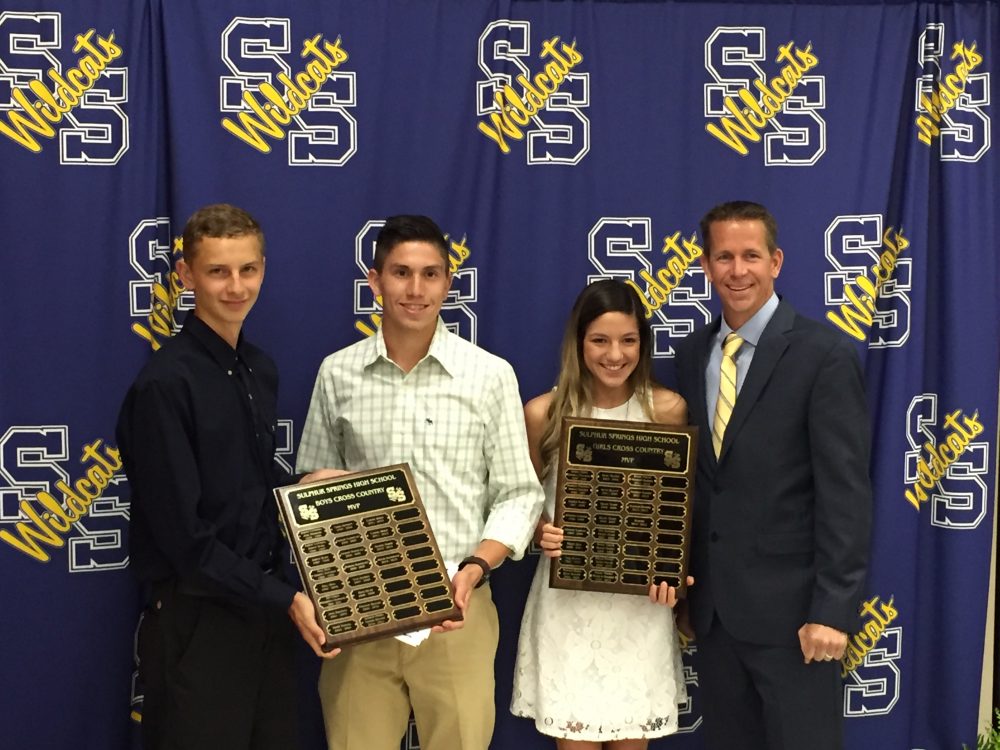 Jacob Gatewood, Tanner Ramirez, and Lauren Helm, Wildcat and Lady Cat Cross Country MVPs