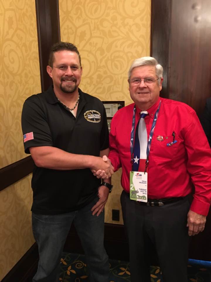 John "Tig" Tiegen, left, one of the survivors of the Benghazi incident and Donnie Wisenbaker at the Republican National Convention