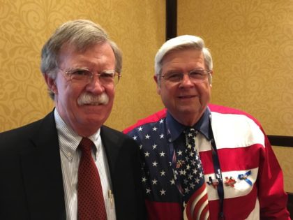 Ambassador John Bolton, left, addressed the Texas Caucus Tuesday Morning.