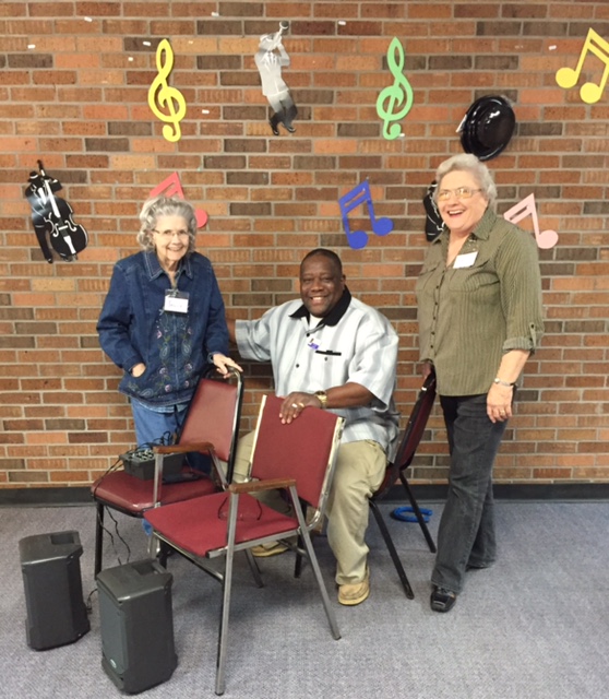 oday's special guest at Terriffic Tuesdays  for our Music Appreciation Day was C J Duffy.   Pictured with C J are members Janiece and Katy.