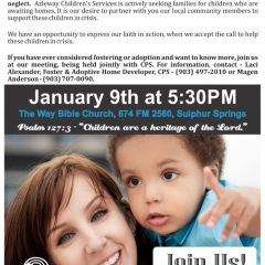 Upcoming Information Meeting For New Foster/Adoptive Parents