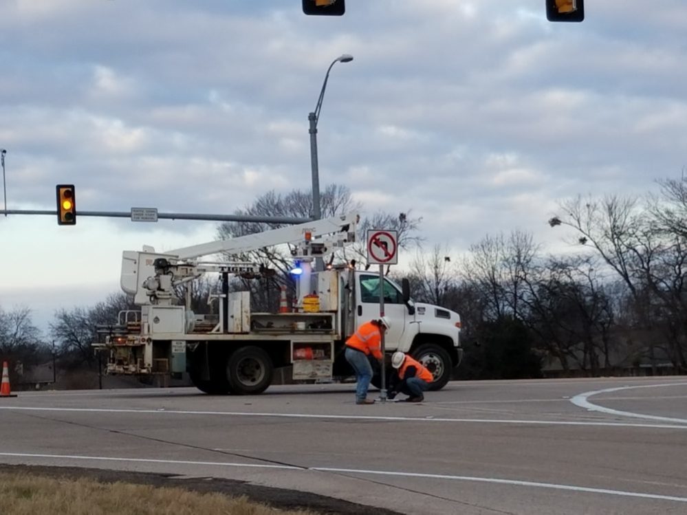 left turn sign replaced