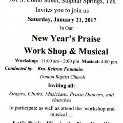 Greater Emmanuel MBC New Year’s Praise Work Shop and Musical