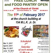 Free Lunch and Food Pantry Open February 11th at the Church of Christ
