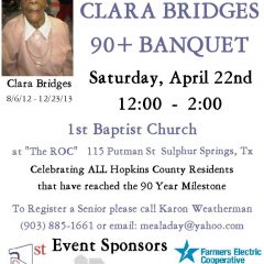 12th Annual Clara Bridges Banquet Set For April 22nd