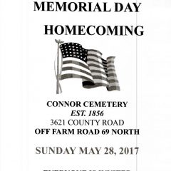 Memorial Day Homecoming Event at Connor Cemetery