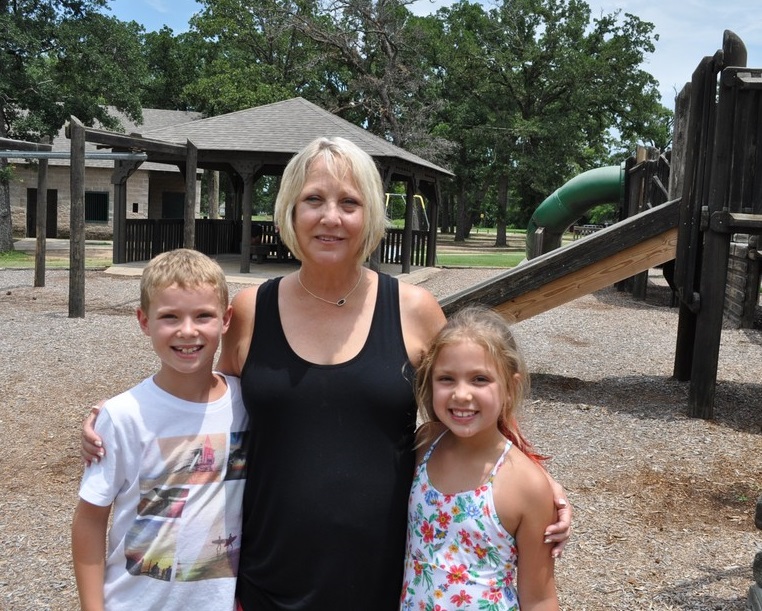Buford Park-Kids Kingdom-Sharon Burney, with grandkids; Avery and Nick Burney