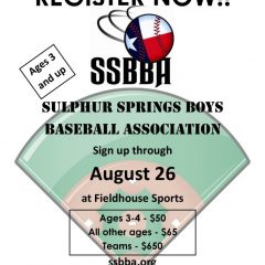 Sulphur Springs Boys Baseball Association Fall Ball Registration is Underway