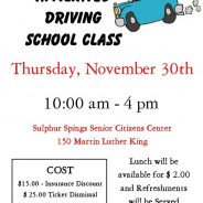 Affiliated Driving School Offers One Final Course for 2017 in Sulphur Springs