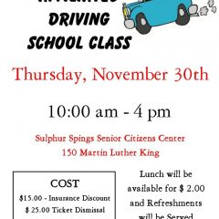 Affiliated Driving School Offers One Final Course for 2017 in Sulphur Springs