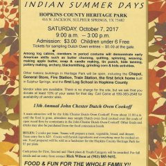 Indian Summer Day Announced for October 7 at H C Heritage Park and Museum