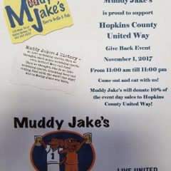 Hopkins County United Way Over 50% of Goal; Give Back Event at Muddy Jake’s