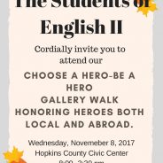 SSHS English II Classes Offer Gallery Walk Honoring Heroes on Wed. Nov. 8