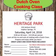 John Chester Dutch Oven Cooking Class is Coming Up April 14, 2018