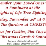 Lights of Life Luminary and Tree Lighting Thursday
