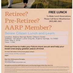 Senior Citizens Lunch, Learn Seminar Offered May 6
