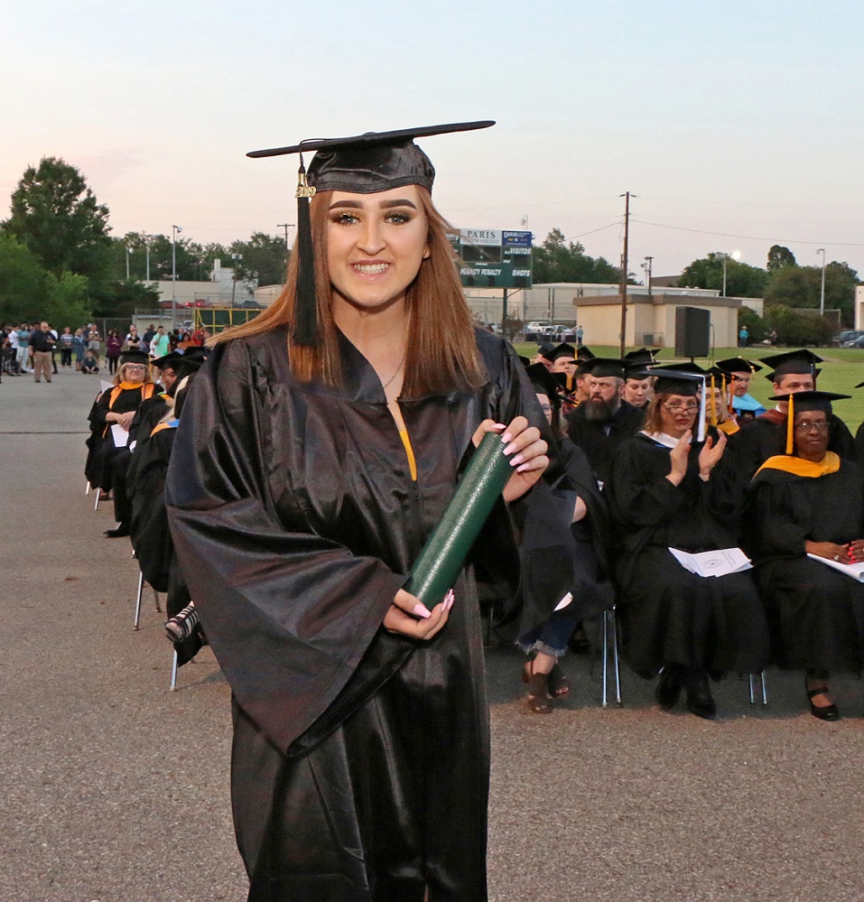 Kamryn Wimberly of Sulphur Springs received her Associate of Science in Psychology during the Paris Junior College spring graduation ceremony.