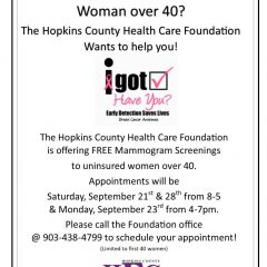 Mammograms for Uninsured Women Over 40 Offered by H.C. Healthcare Foundation