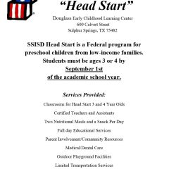 Sulphur Springs ISD Head Start Program Recruiting For Eligible Preschool Children