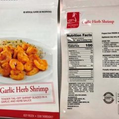 100 bags of Schwan’s Brand Garlic Herb Shrimp Recalled Due to Undeclared Milk, Soy