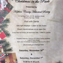 ‘Christmas in the Park’ Opens for Two Nights, November 30, December 7
