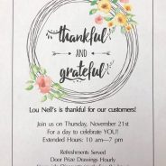 ‘Thankful and Grateful’ Shopping Event at Lou Nell Fashions on Thurs Nov. 21