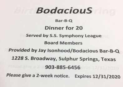 Bodacious BBQ Dinner for 20