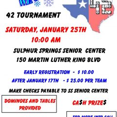 Winter 42 Tournament at Senior Citizens Center on Saturday January 25