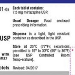 1 Lot Of Mirtazapine Recalled Due To Label Error