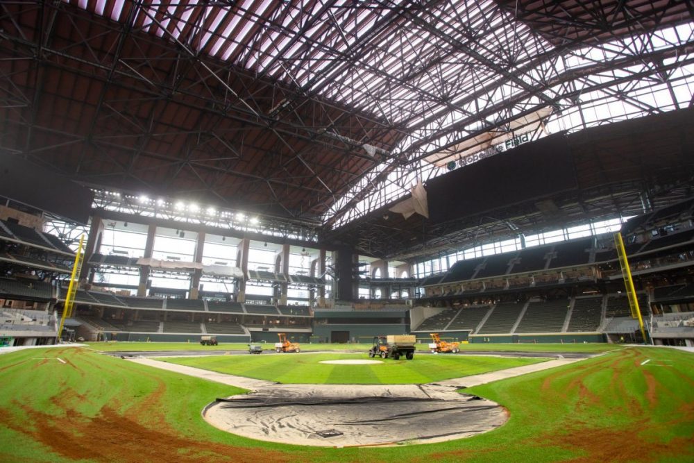 Globe Life Park nearing completion.