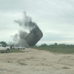 Luminant Demolishes Coal Silo At Old Thermo Mine As Part of Reclamation Efforts